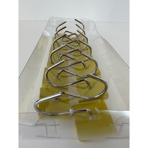 Shower Curtain Rings Hooks, geometric yellow & white, set of 12 - Picture 6 of 6